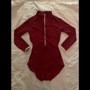 Yumiko Burgundy Long Sleeve Leotard